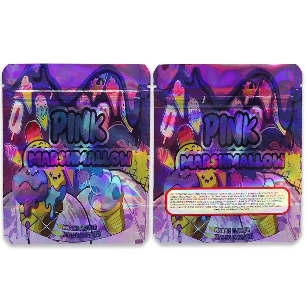 Pink Marshmallow Weed Mylar Bags 3.5 Grams