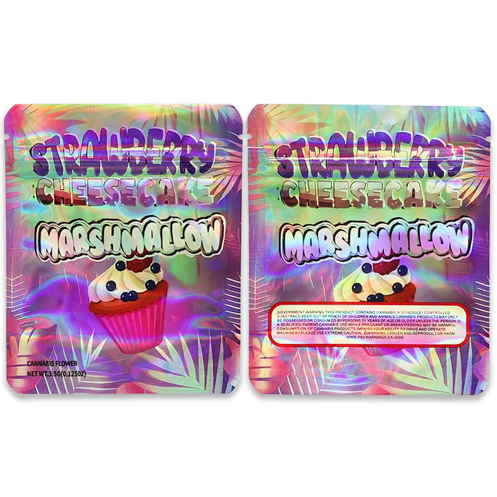 Strawberry Cheesecake Marshmallow Weed Mylar Bags 3.5 Grams