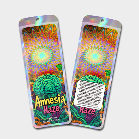 Amnesia Haze 1G Labeled Pre-Roll Mylar Bags