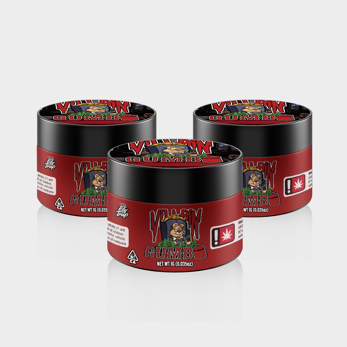 Villain Gumbo 1G PET Jars - Labelled