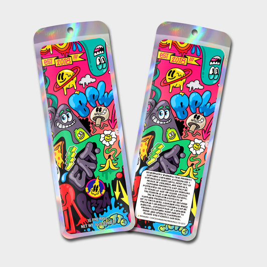 Eat Pizza 1G Labeled Pre-Roll Mylar Bags