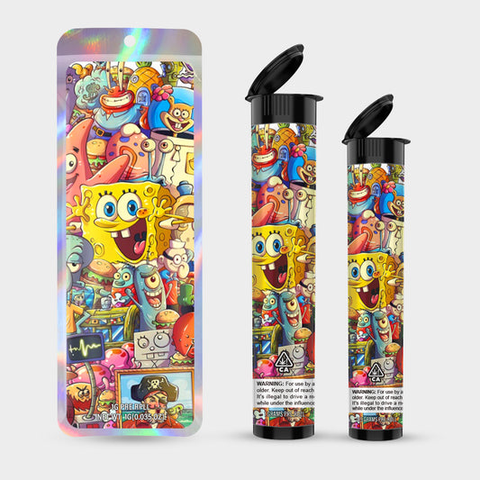 Spongebob 1g 0.5g Labeled Pre-Roll Tubes with Bag