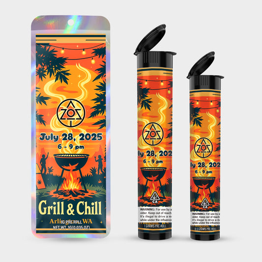 Crill & Chill 1g 0.5g Labeled Pre-Roll Tubes with Bag