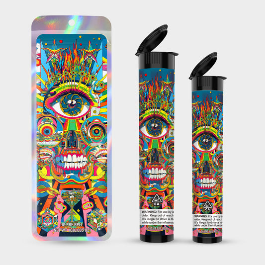 Eyes 1g 0.5g Labeled Pre-Roll Tubes with Bag