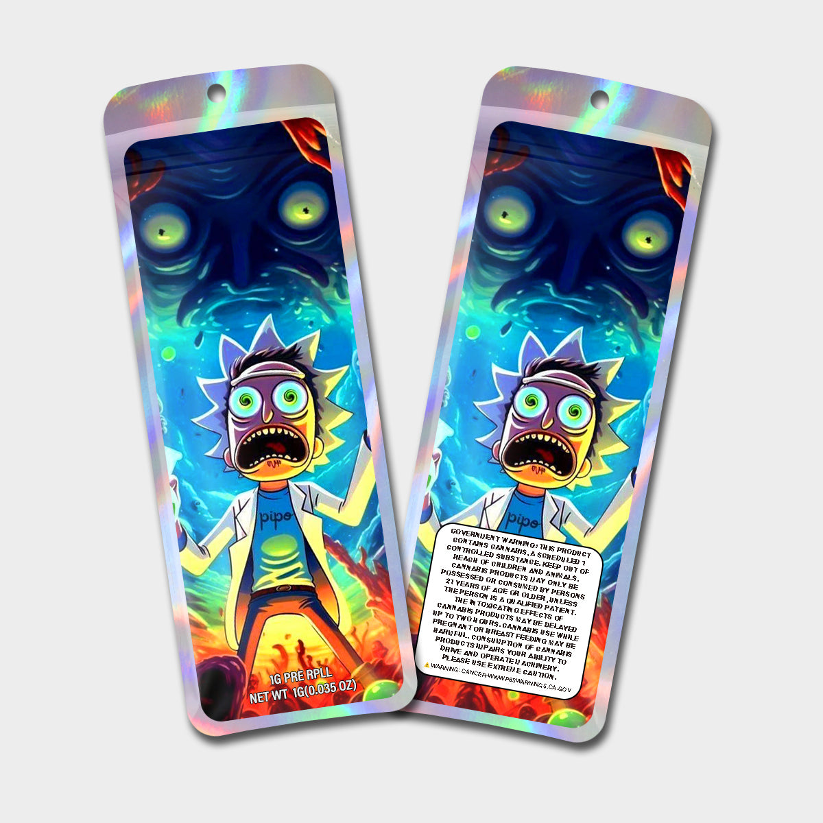 LSD Pipe 1G Labeled Pre-Roll Mylar Bags