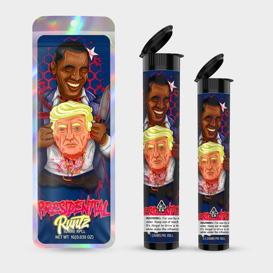 Runtz Presidental 1g 0.5g Labeled Pre-Roll Tubes with Bag