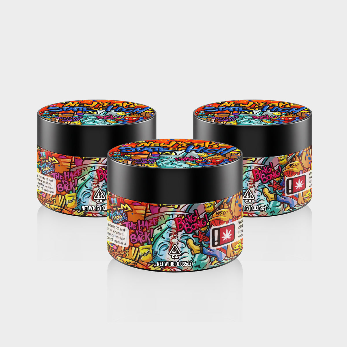 New York State Of High 1G PET Jars - Labelled