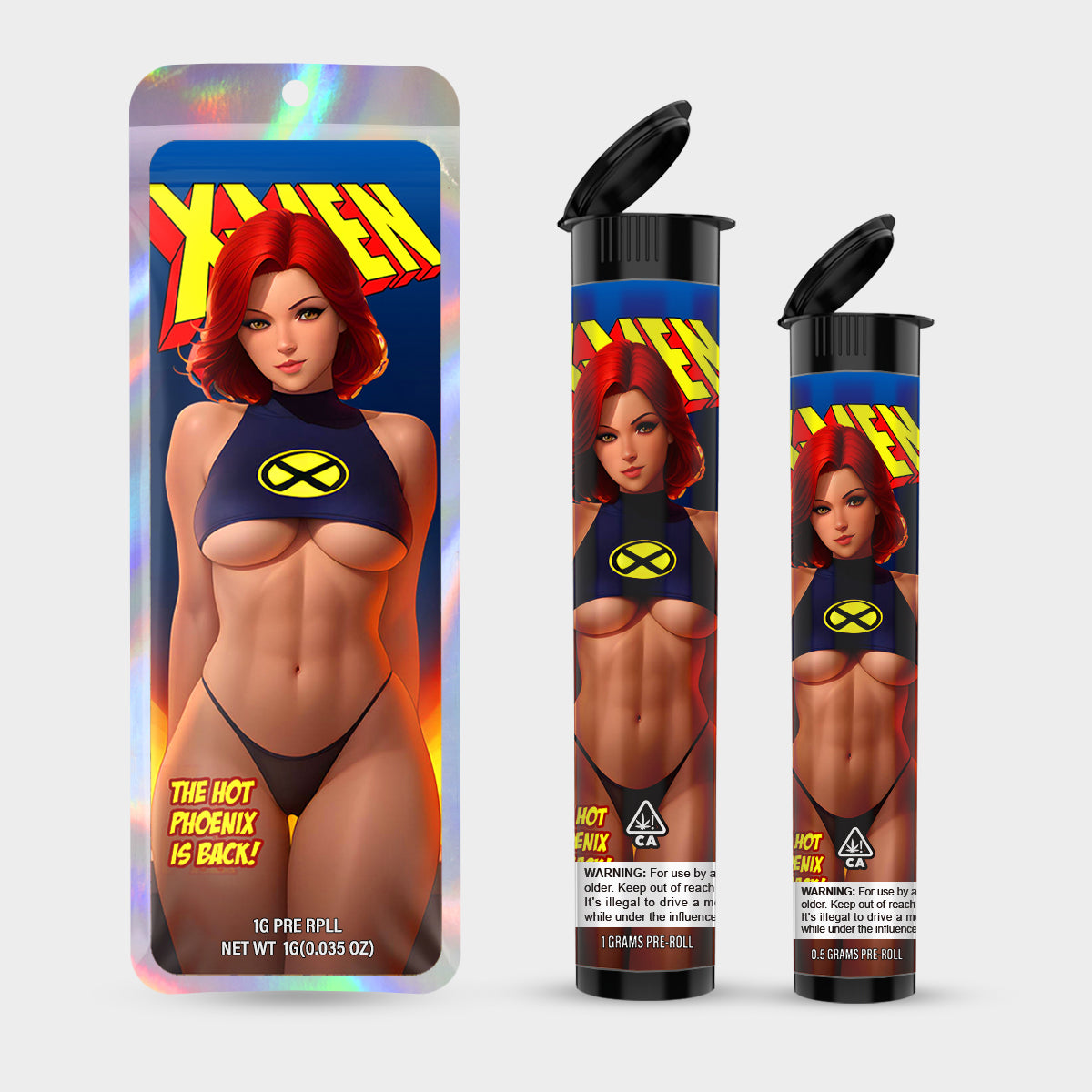 The Phoneix Is Back 1g 0.5g Labeled Pre-Roll Tubes with Bag