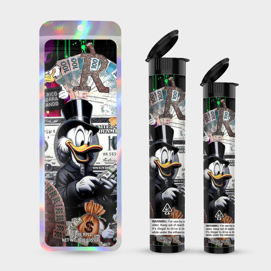 Donald Duck 1g 0.5g Labeled Pre-Roll Tubes with Bag