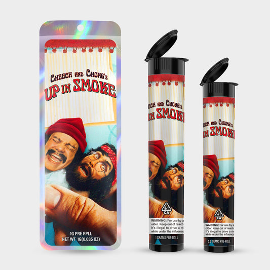 Cheech And Chong's Up In Smoke 1g 0.5g Labeled Pre-Roll Tubes with Bag