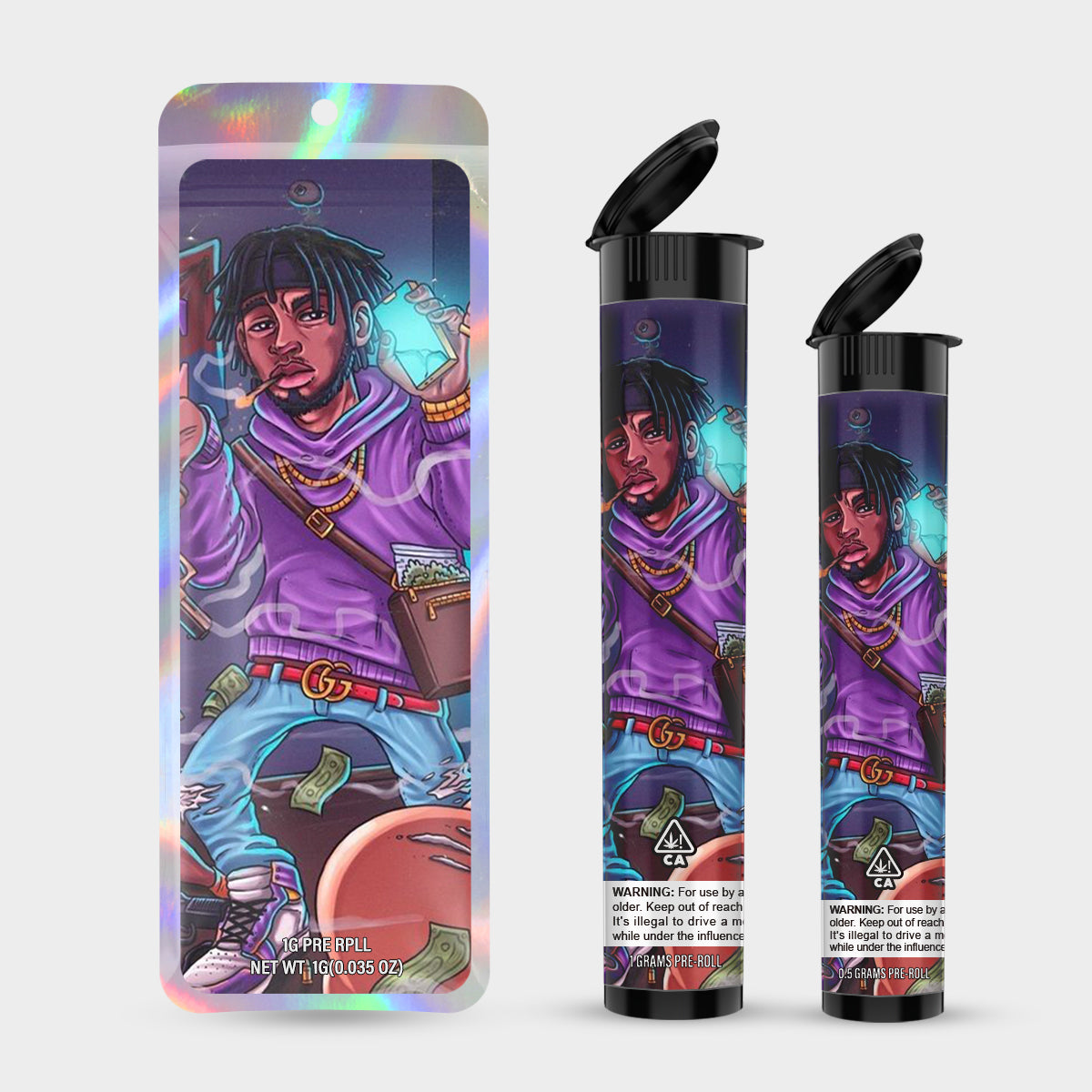 Pop 1g 0.5g Labeled Pre-Roll Tubes with Bag