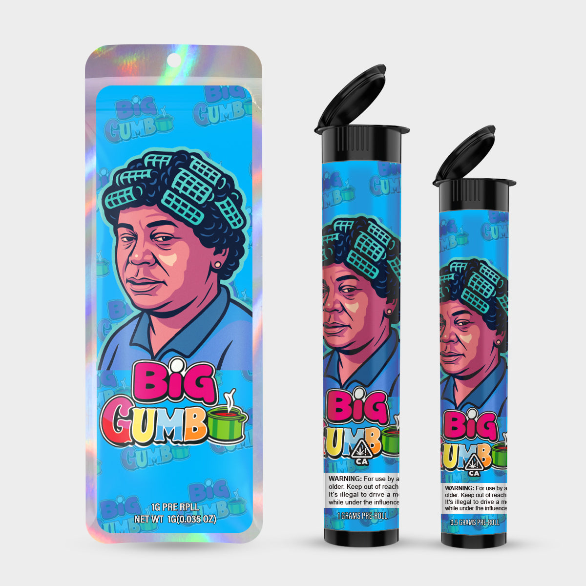 Big Gumb 1g 0.5g Labeled Pre-Roll Tubes with Bag