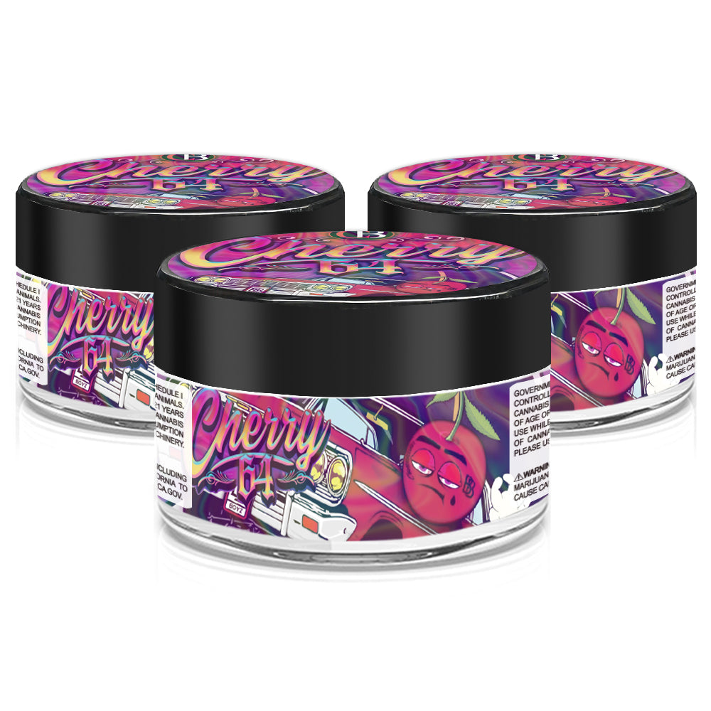 Cherrry 64 3.5g/2oz/60ml Glass Jars - Labelled