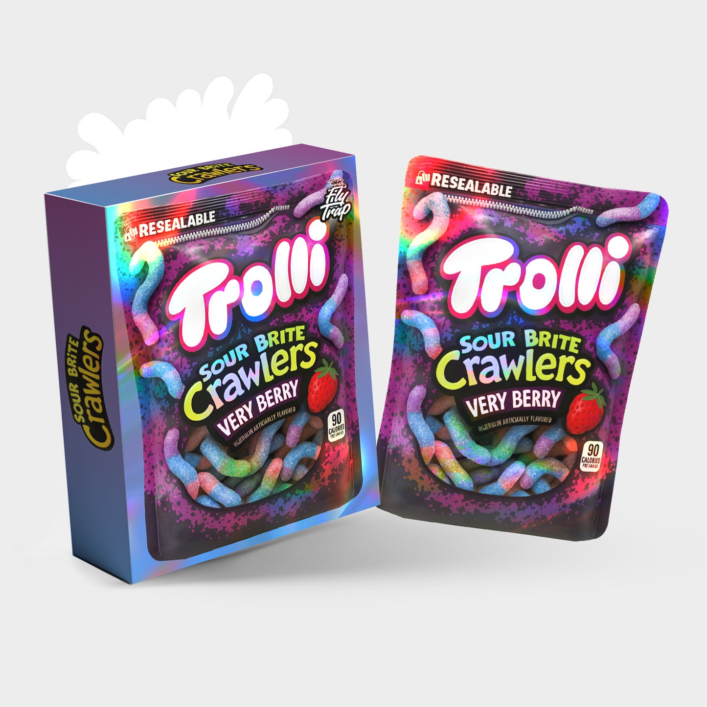 Trolli Sour Brite Crawlers 3.5G Mylar Bag With Box