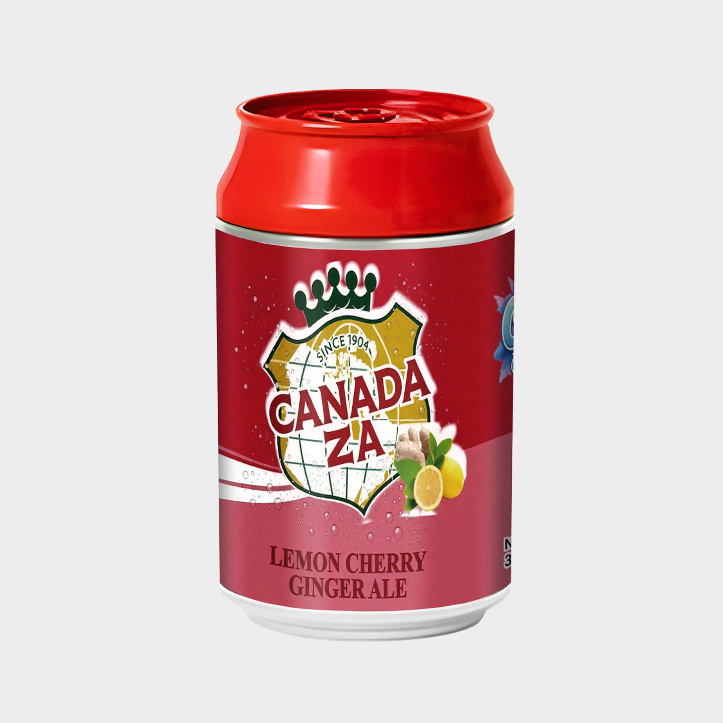 Canada Za Lemon Cherry Ginger Ale New 3.5g Soda Can Design Plastic Jars