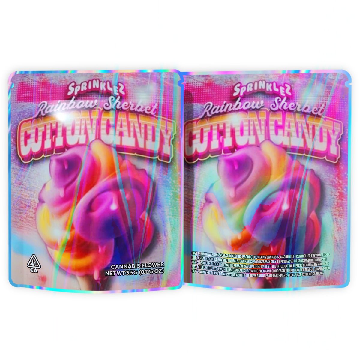 Sprinkles Rainbow Sherbet Cotton Candy Mylar Bags 3.5 Grams