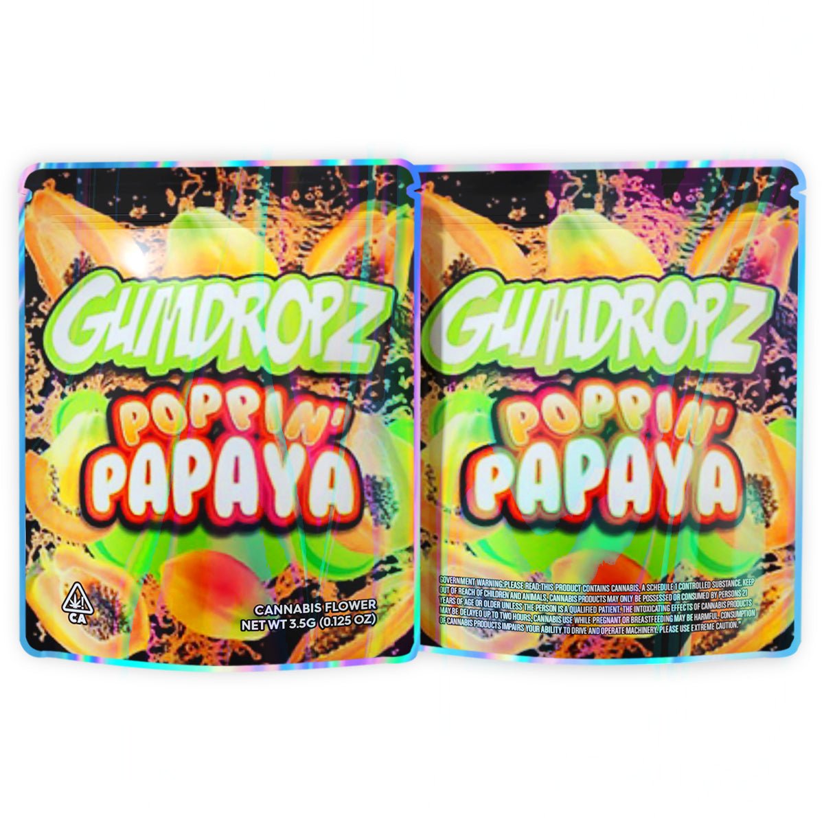 Gumdropz Poppin Papaya Mylar Bags 3.5 Grams