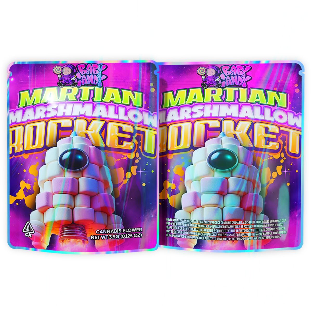 Martian Marshmallow Rocket 3.5G Mylar Bags