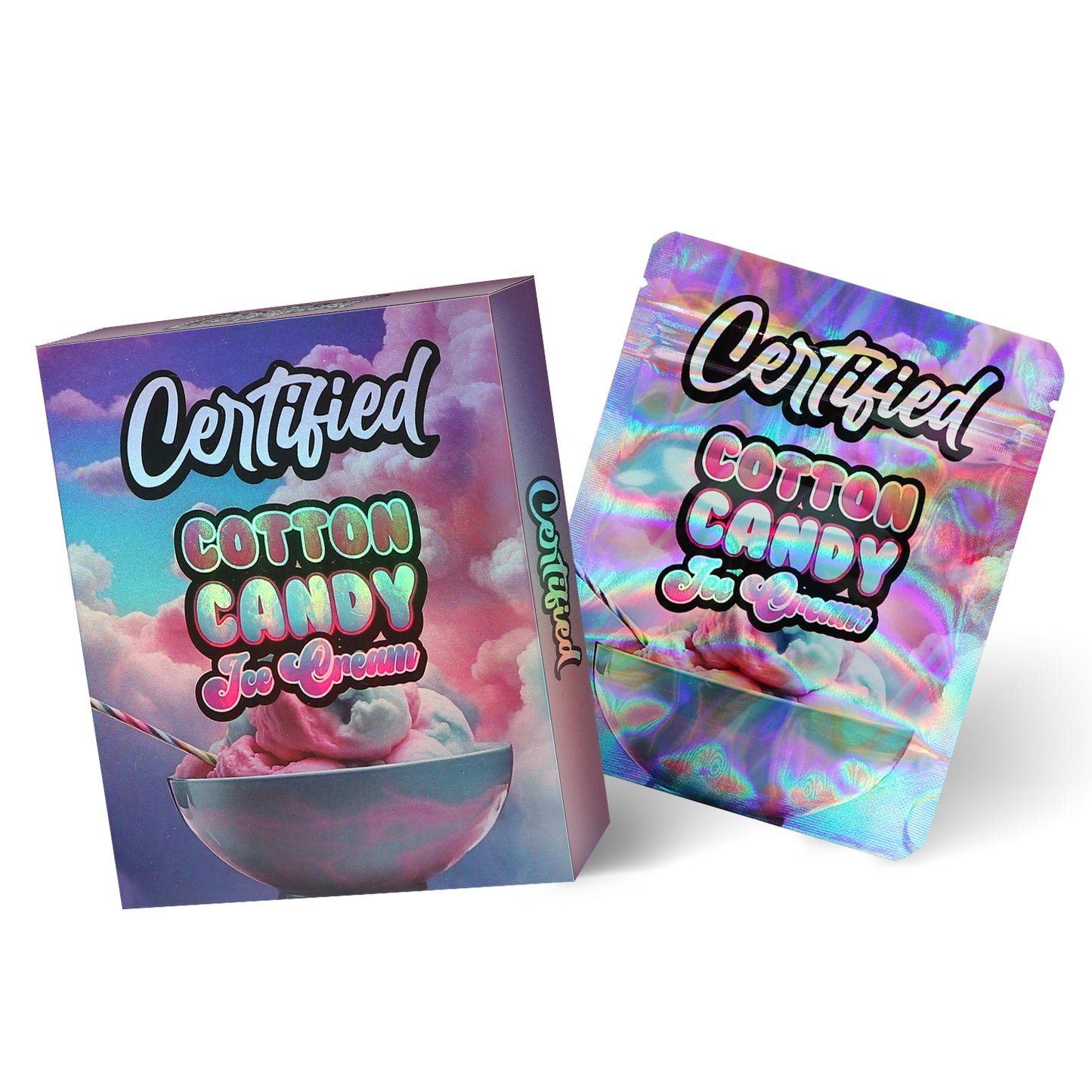 Certified Cotton Candy Ice Cream 3.5G Mylar Bag With Box