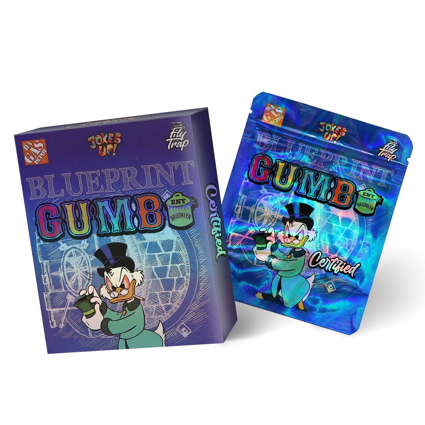 Fly Trap Blueprint Gumbo 3.5G Mylar Bag With Box