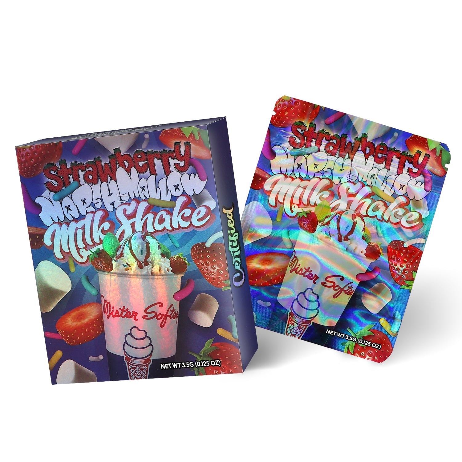 Certified Strawberry Marshmallow Milk Shake 3.5G Mylar Bag With Box