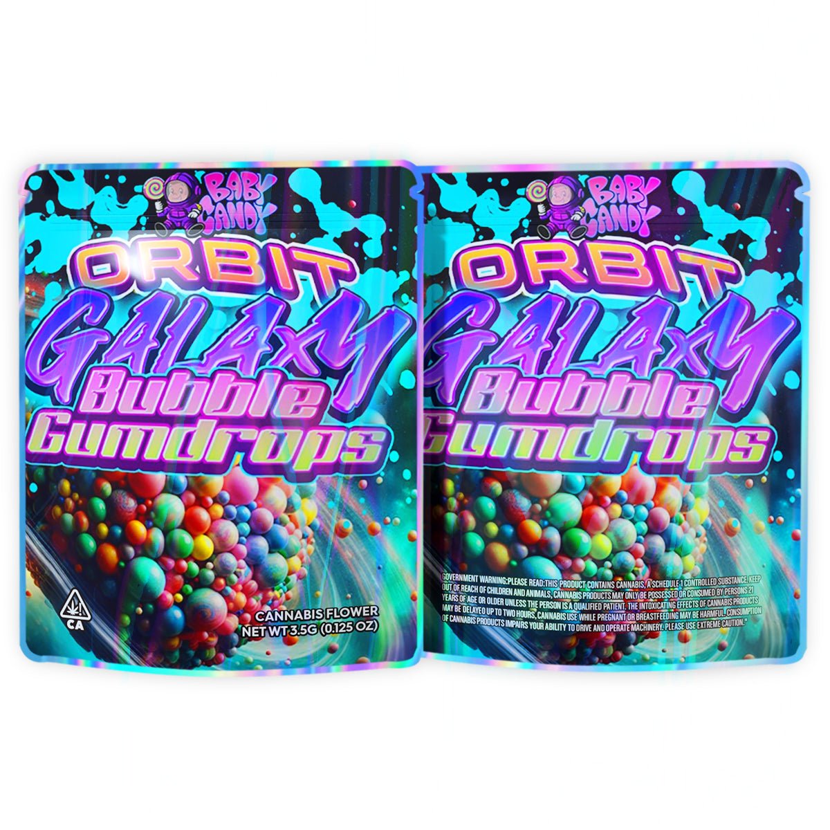 Orbit Galaxy Bubble Gumdrops 3.5G Mylar Bags