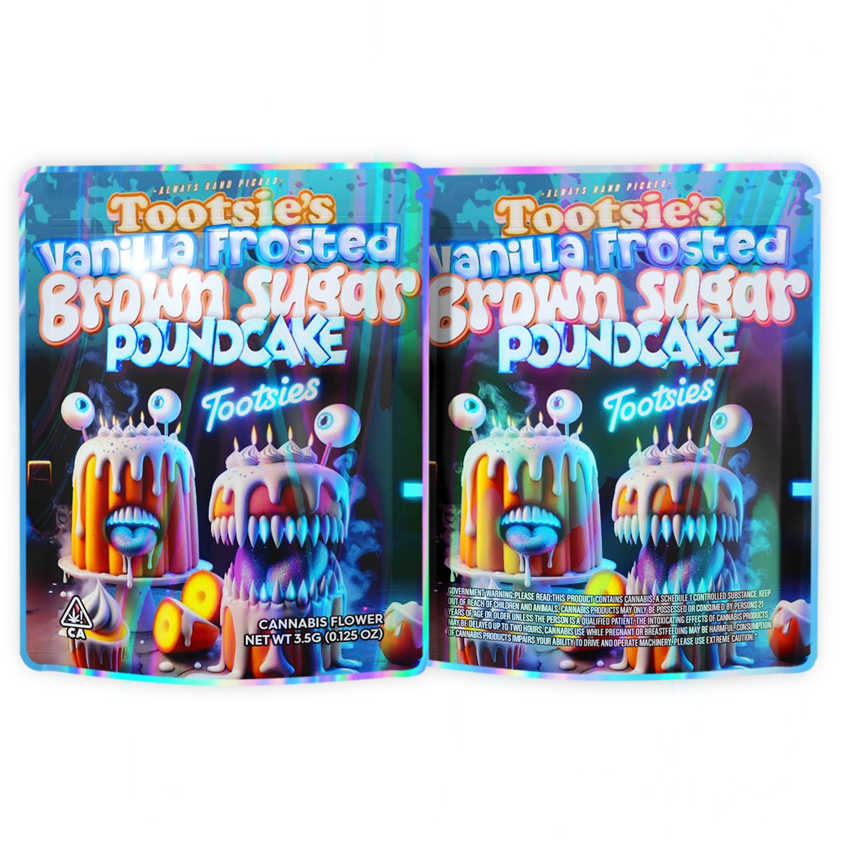 Vanilla Frosted Brown Sugar Pound Cake Mylar Bags 3.5G