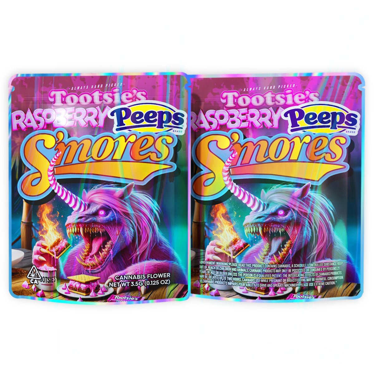 Raspberry Peeps S'mores 3.5G Mylar Bags