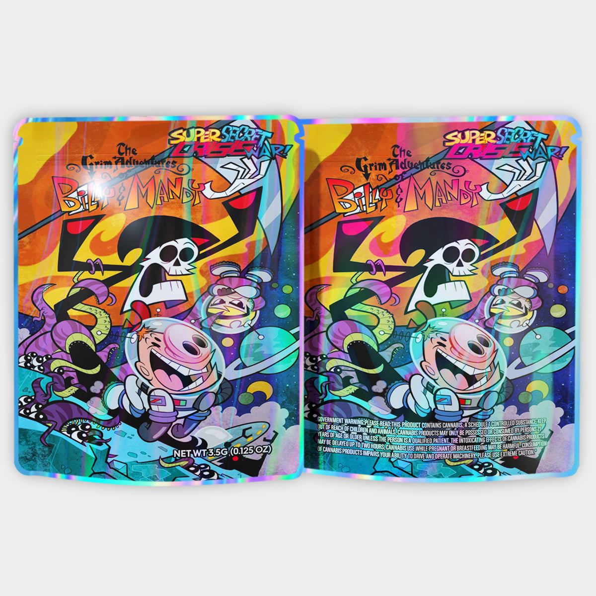 Super Secret Crisis The Grim Adventures Billy Mandy 3.5G Mylar Bags
