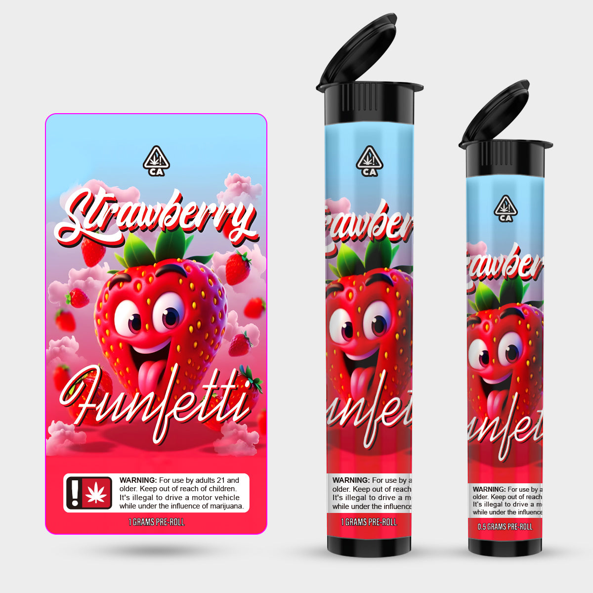 Strawberry Funfetti 1g 0.5g Labeled Pre-Roll Tubes