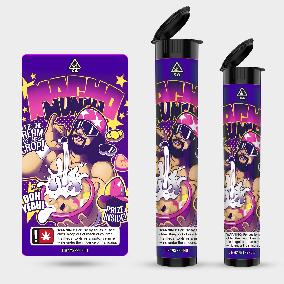 Macho Munch Prize Inside 1g 0.5g Labeled Pre-Roll Tubes