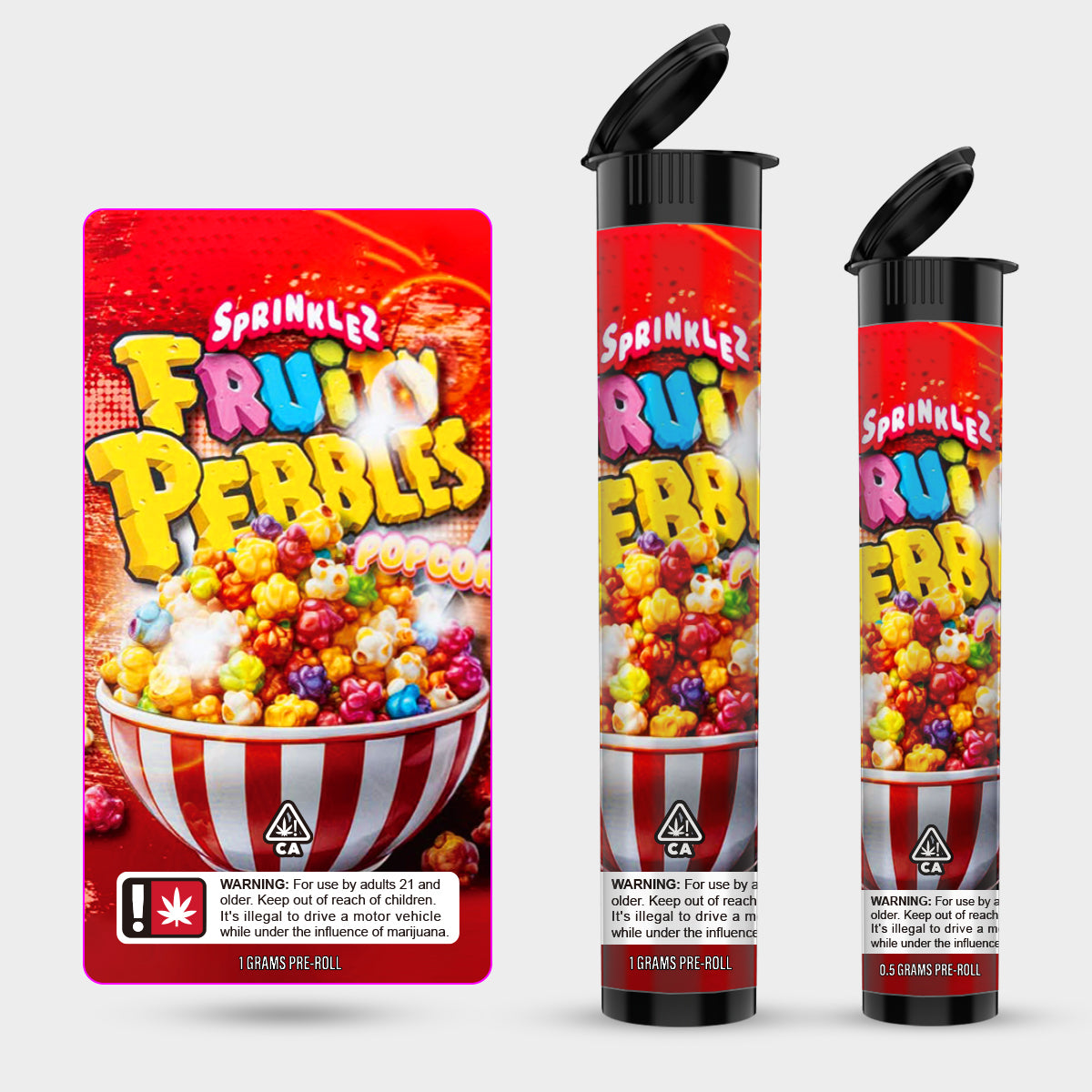 Sprinklez Fruity Pebbles 1g 0.5g Labeled Pre-Roll Tubes