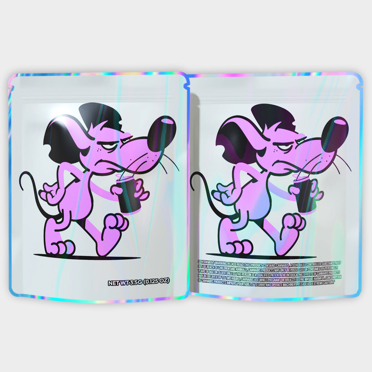 Purple Mouse 3.5G Mylar Bags