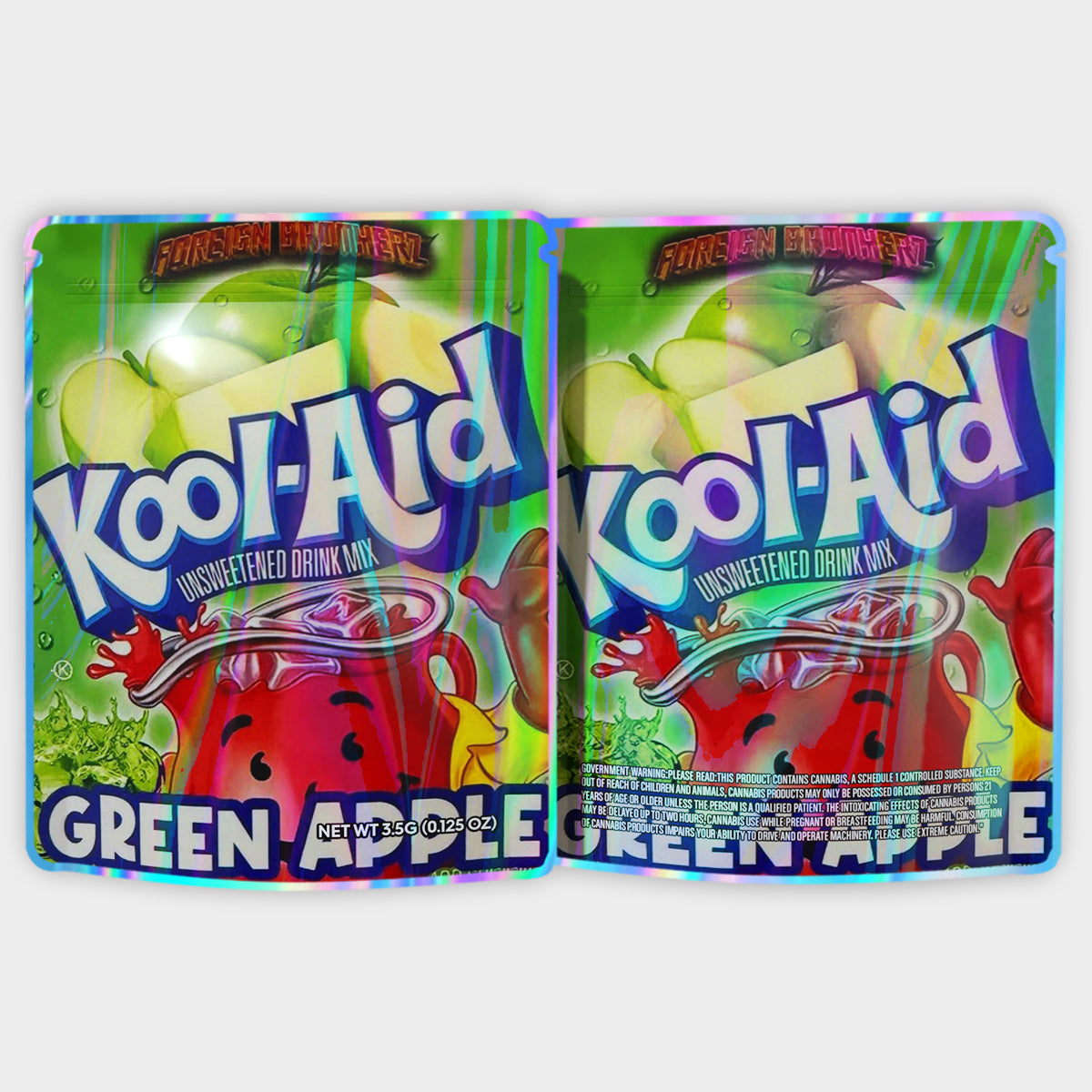 Kool Aid Green Apple 3.5G Mylar Bags