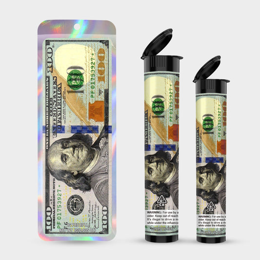 $100 1g 0.5g Labeled Pre-Roll Tubes with Bag