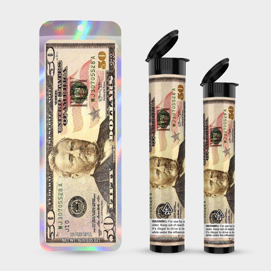 $50 1g 0.5g Labeled Pre-Roll Tubes with Bag