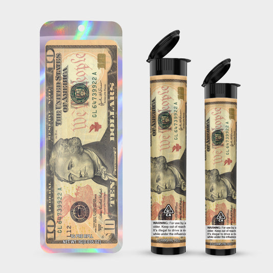 $10 1g 0.5g Labeled Pre-Roll Tubes with Bag