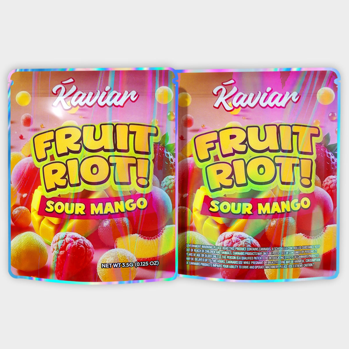 Kaviar Fruit Riot Sour Mango 3.5G Mylar Bags