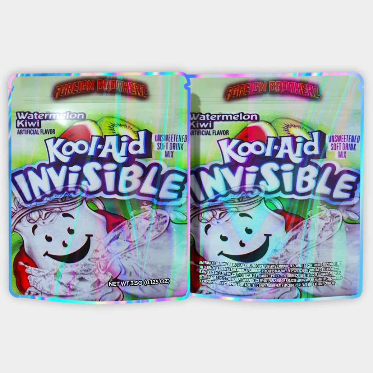 Kool Aid Invisible Watermelon Kiwi 3.5G Mylar Bags