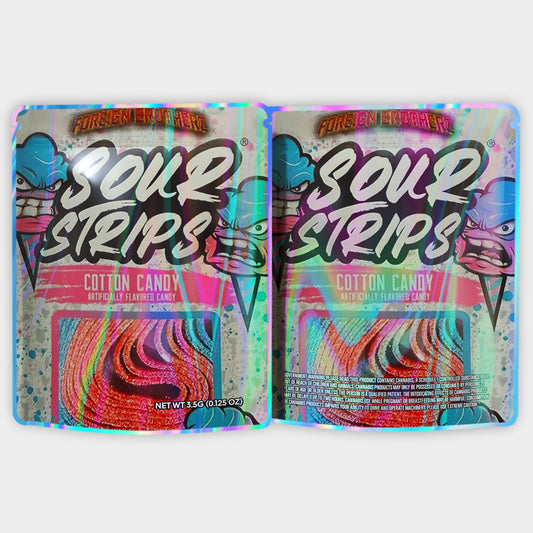 Sour Strips Cotton Candy 3.5G Mylar Bags