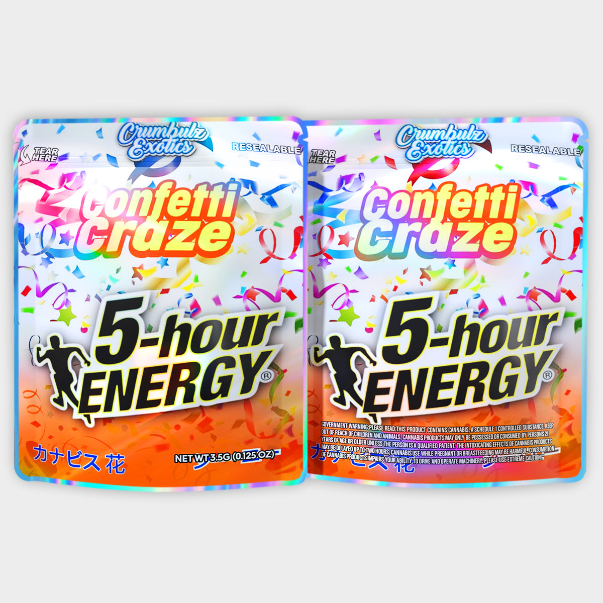 Confetti Craze 5-hour Energy 3.5G Mylar Bags