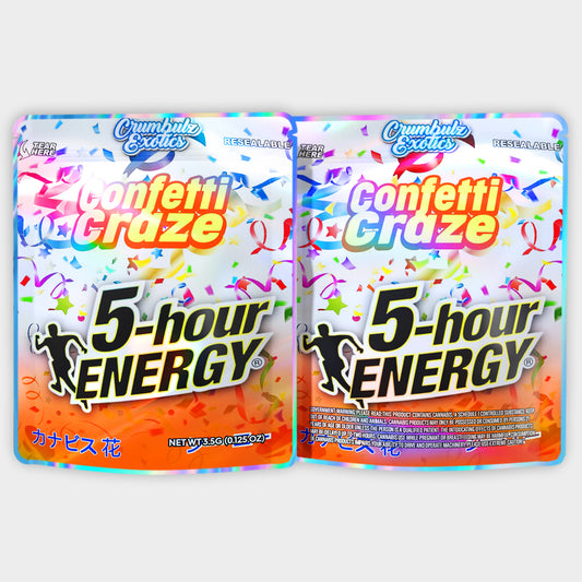 Confetti Craze 5-hour Energy 3.5G Mylar Bags