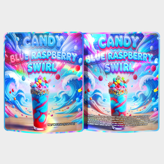 Candy Blue Raspberry Swirl 3.5G Mylar Bags