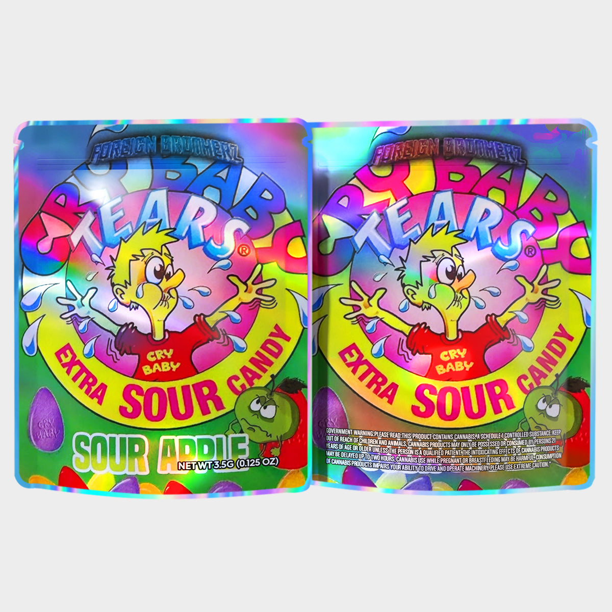 Cry Baby Tears Sour Apple 3.5G Mylar Bags