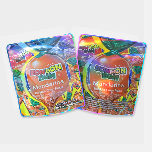 Bonbon Bum Mandarina Bubble Gum Pops Mylar Bag 16 Oz (1lb)