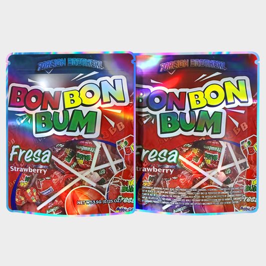 Bonbon Bum Fresa Strawberry 3.5G Mylar Bags