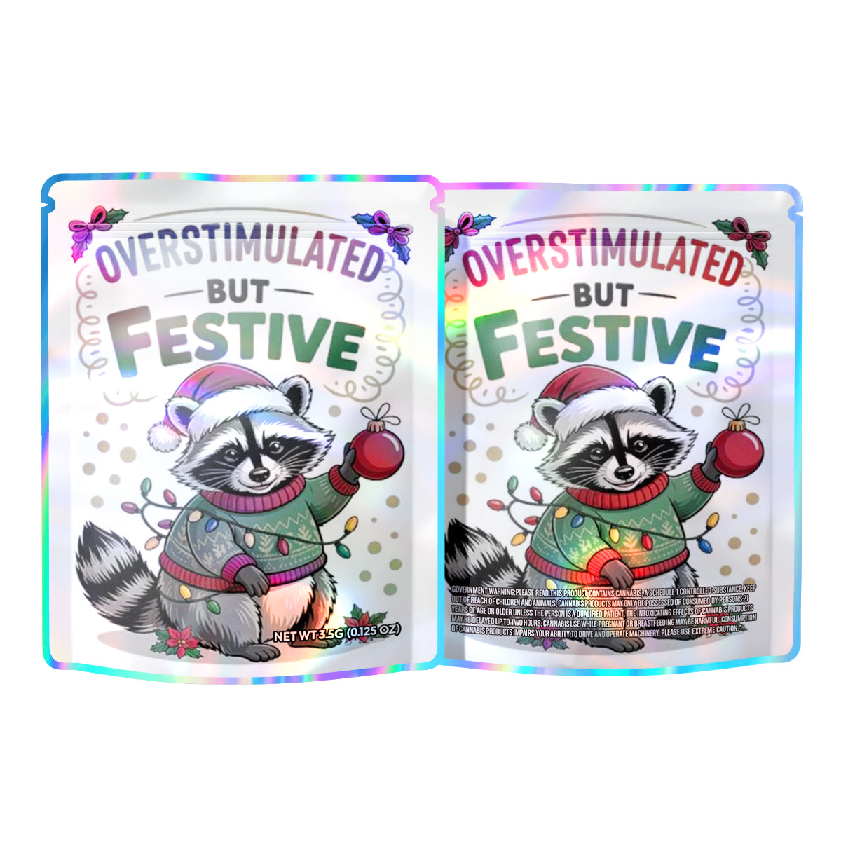 Overstimulated But Festive 3.5G Mylar Bags