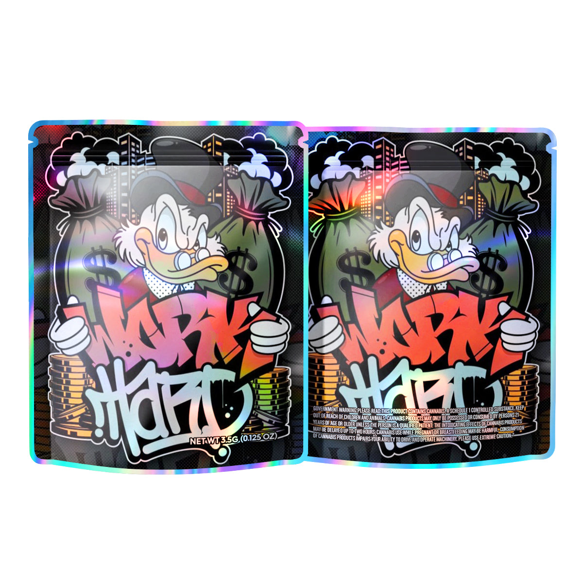 Work Hard 3.5G Mylar Bags