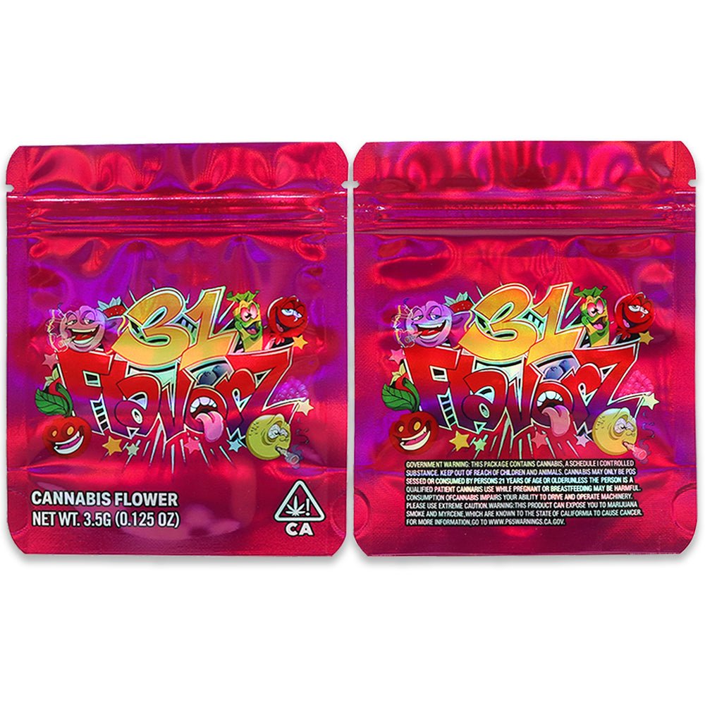 31 Flavorz Weed Mylar Bags 3.5 Gram