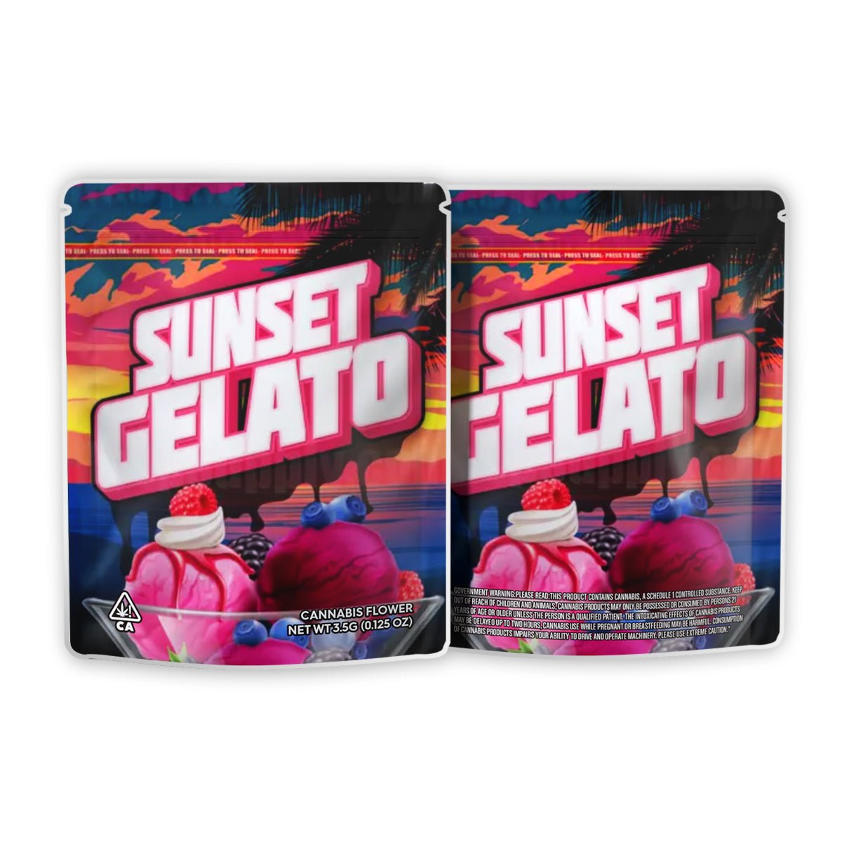 Sunset Gelato Weed Mylar Bags 3.5 Grams